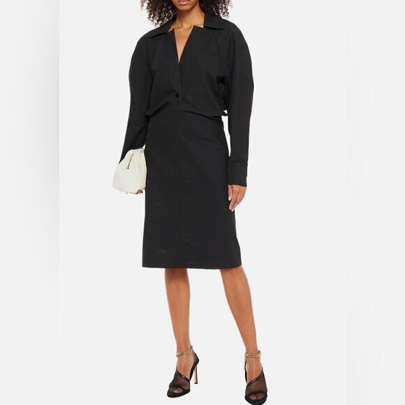 Bottega Veneta Cutout Coated Midi Longsleeve Dress size 36/ us size 0 - Picture 3 of 14